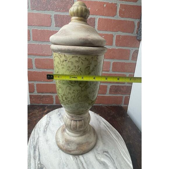 TII Collections Ceramic Urn Canister Green Crackle Glaze 17" - Picture 4 of 8